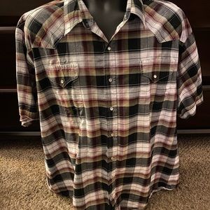 Ely Cattleman Shirt Mens Tall Man 3XLT Plaid‎ Pearl Snap Western.